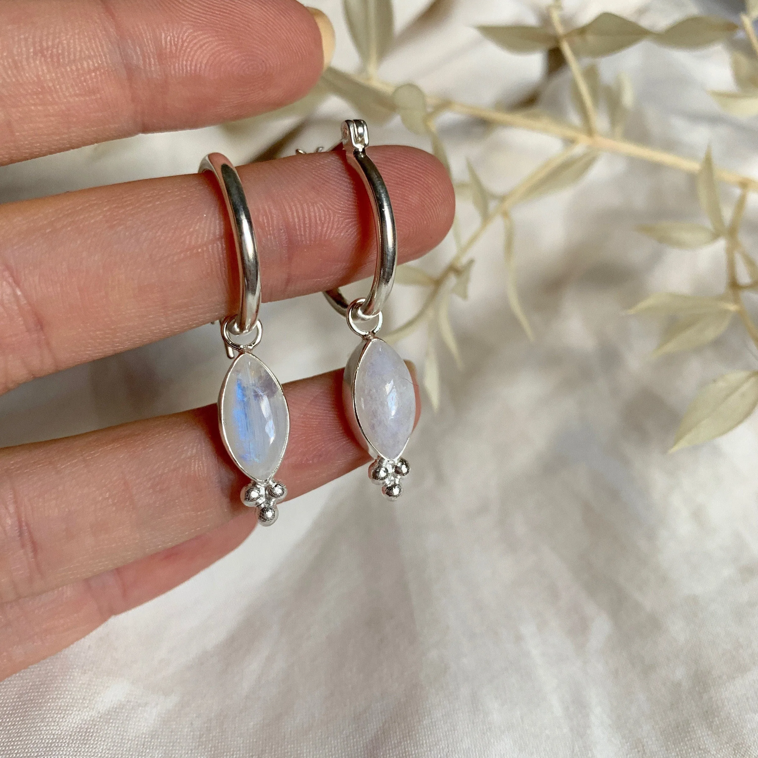 Lover Sterling Silver Rainbow Moonstone Earrings
