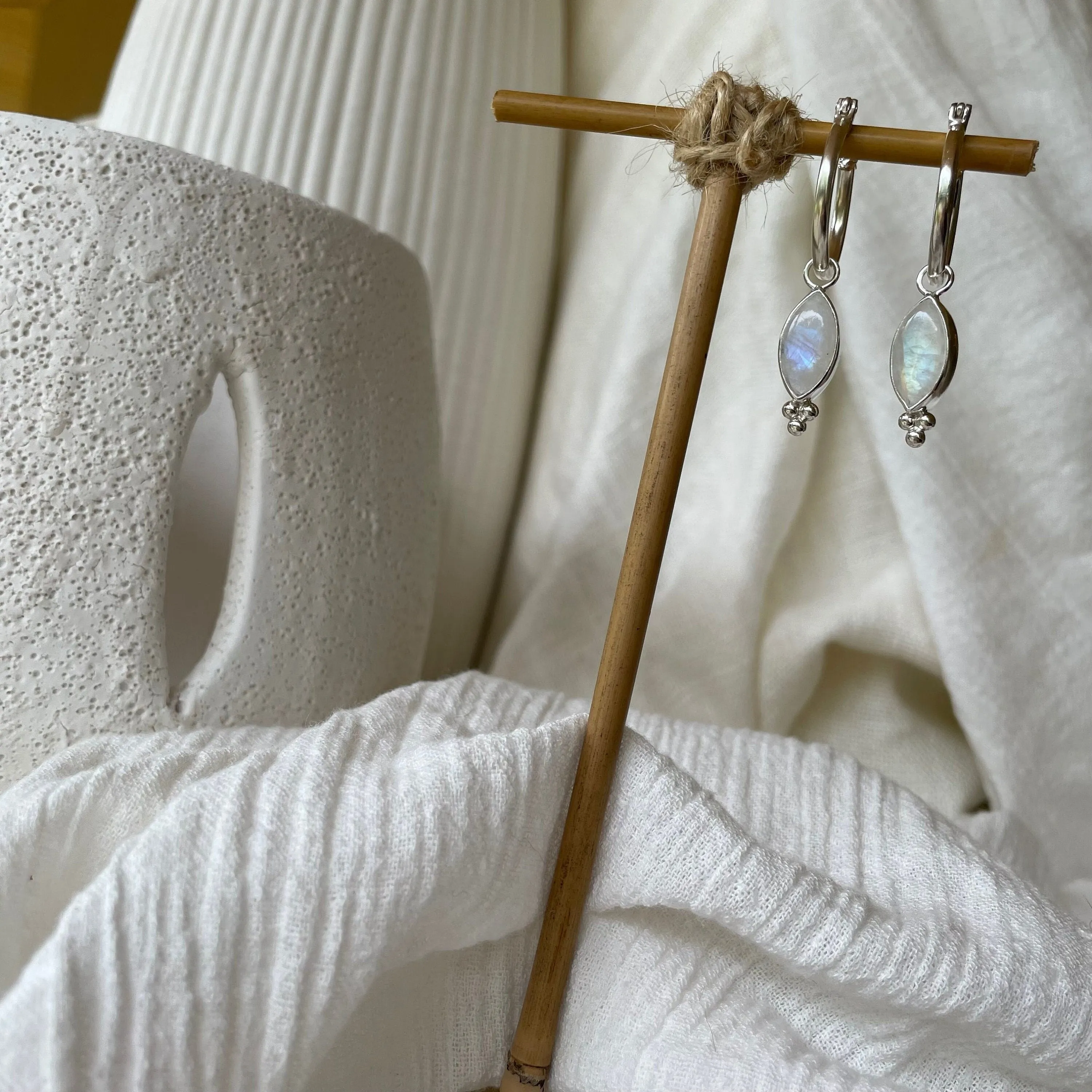 Lover Sterling Silver Rainbow Moonstone Earrings