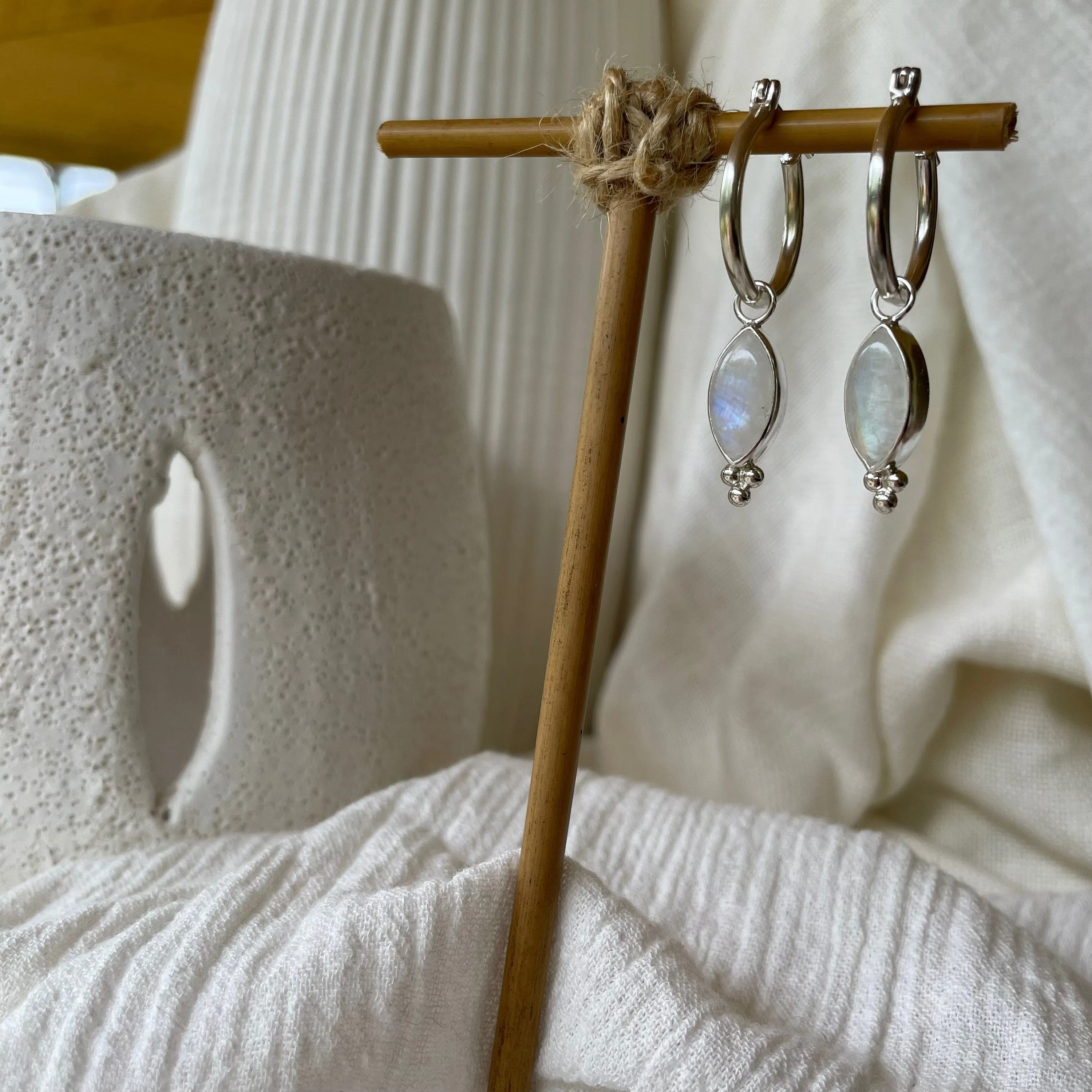 Lover Sterling Silver Rainbow Moonstone Earrings