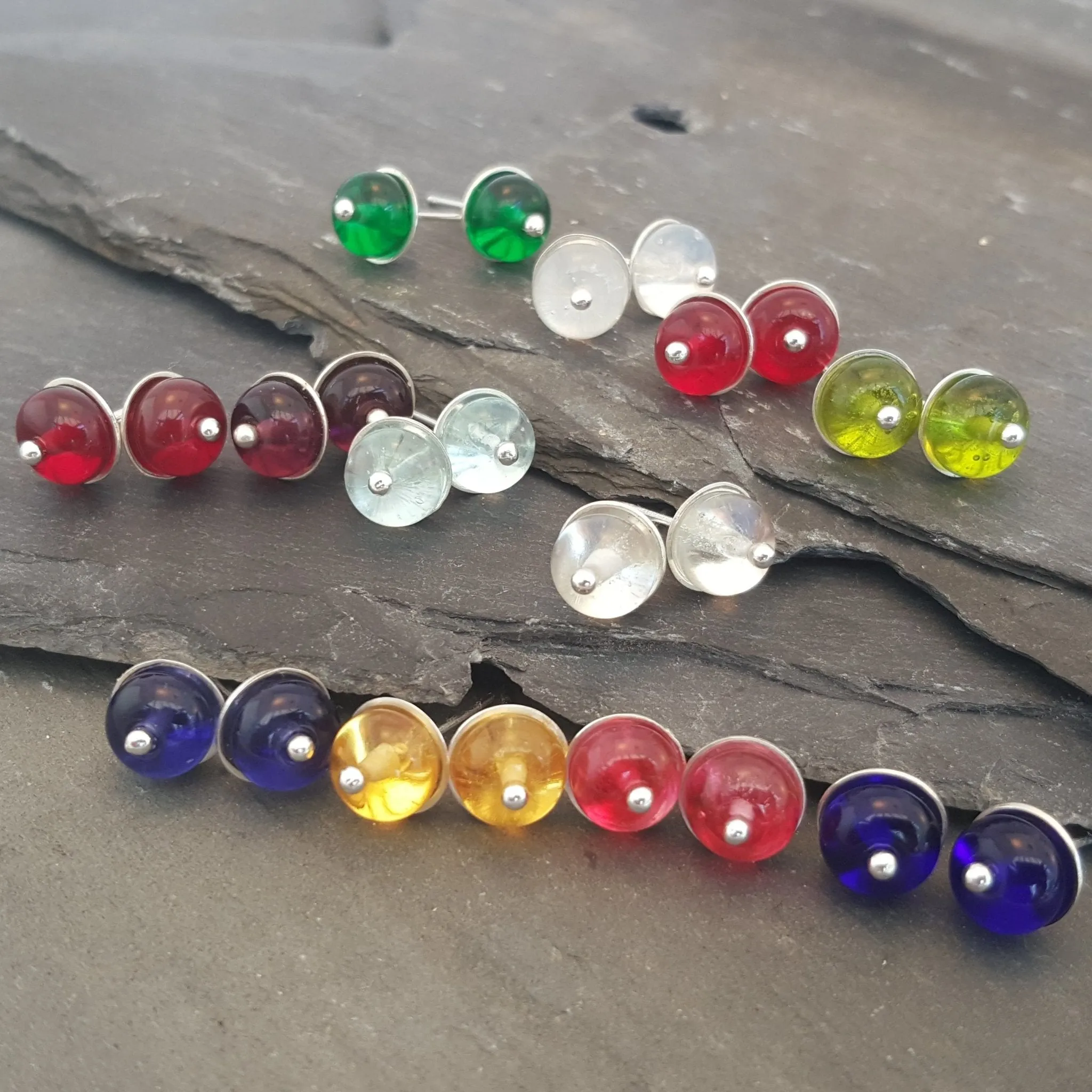 Lucy Stud Earrings - Birthstones in Glass Collection
