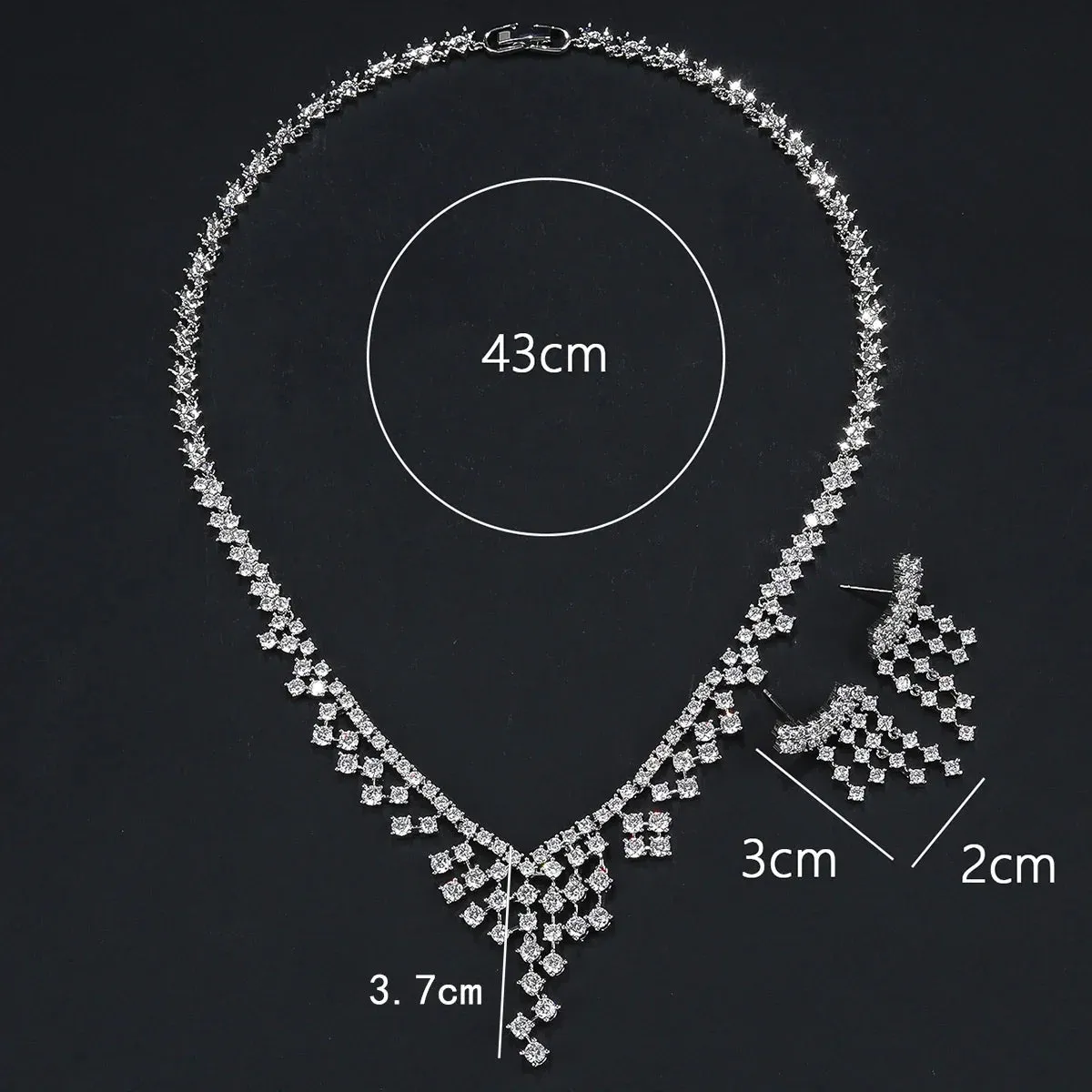 Luxury Bridal Jewelry Set Cubic Zirconia Ladies Party Wedding Necklace And Earrings Set CN10861