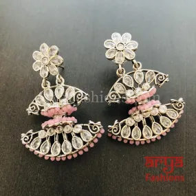 Mahi Silver Butterfly Style Earrings with colorful beads