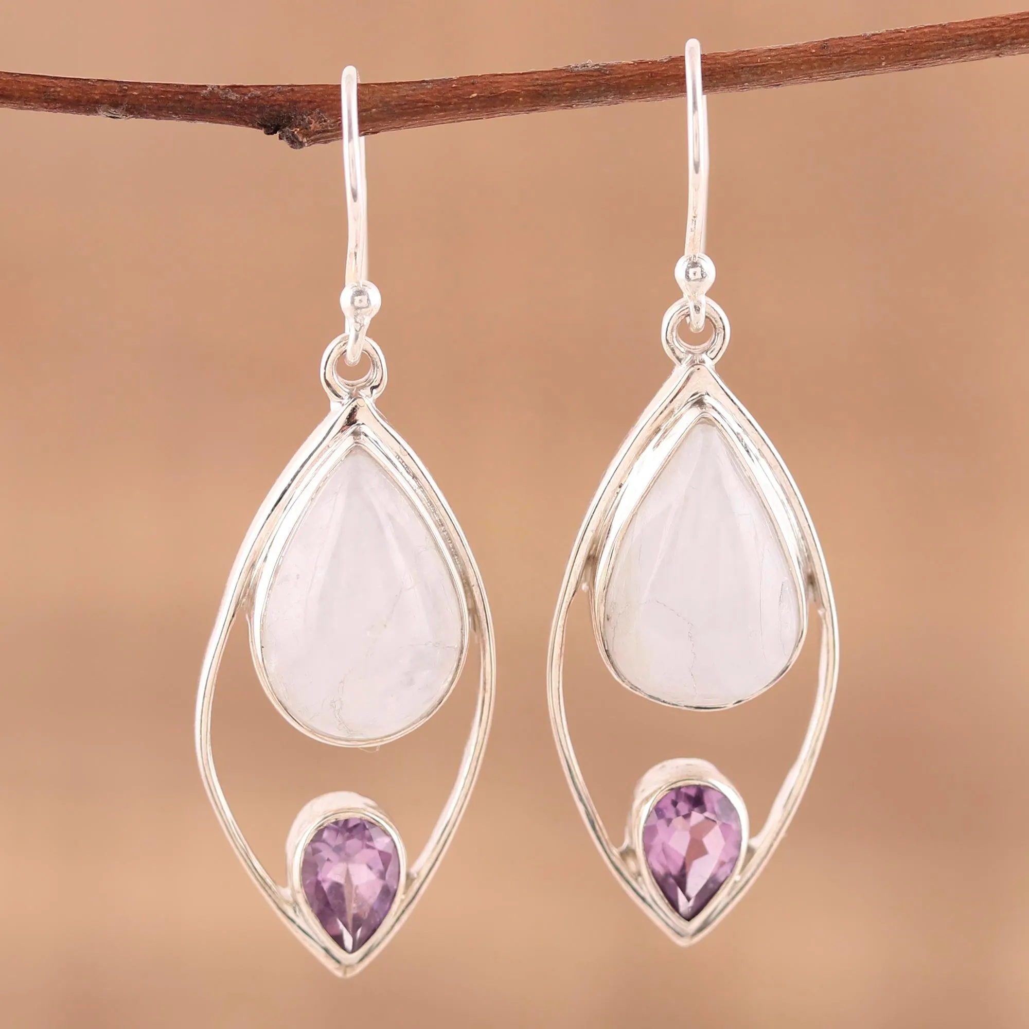 Marquise Marriage Multi-Gem Silver Earrings