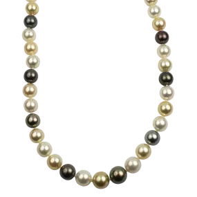 Mastoloni 18k Yellow Gold Multi-Color Pearl Strand Necklace 18"