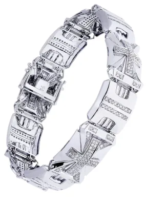 Mens Diamond Bracelet White Gold| 2.77 Carats| 34.7 Grams
