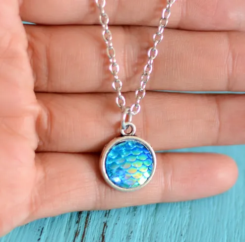 Mermaid Tail  Scales Charm Necklace