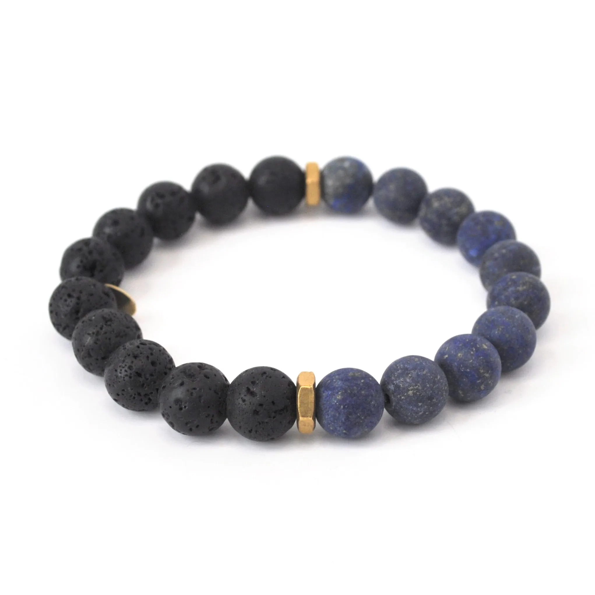 Midnight Lapis Lazuli   Lava Crystal Bracelet