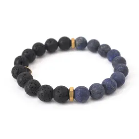 Midnight Lapis Lazuli   Lava Crystal Bracelet