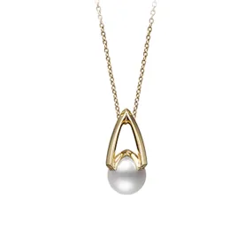 Mikimoto 18K Yellow Gold Cultured Pearl and Diamond Necklace
