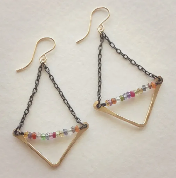 Mineral Hammered V Earrings