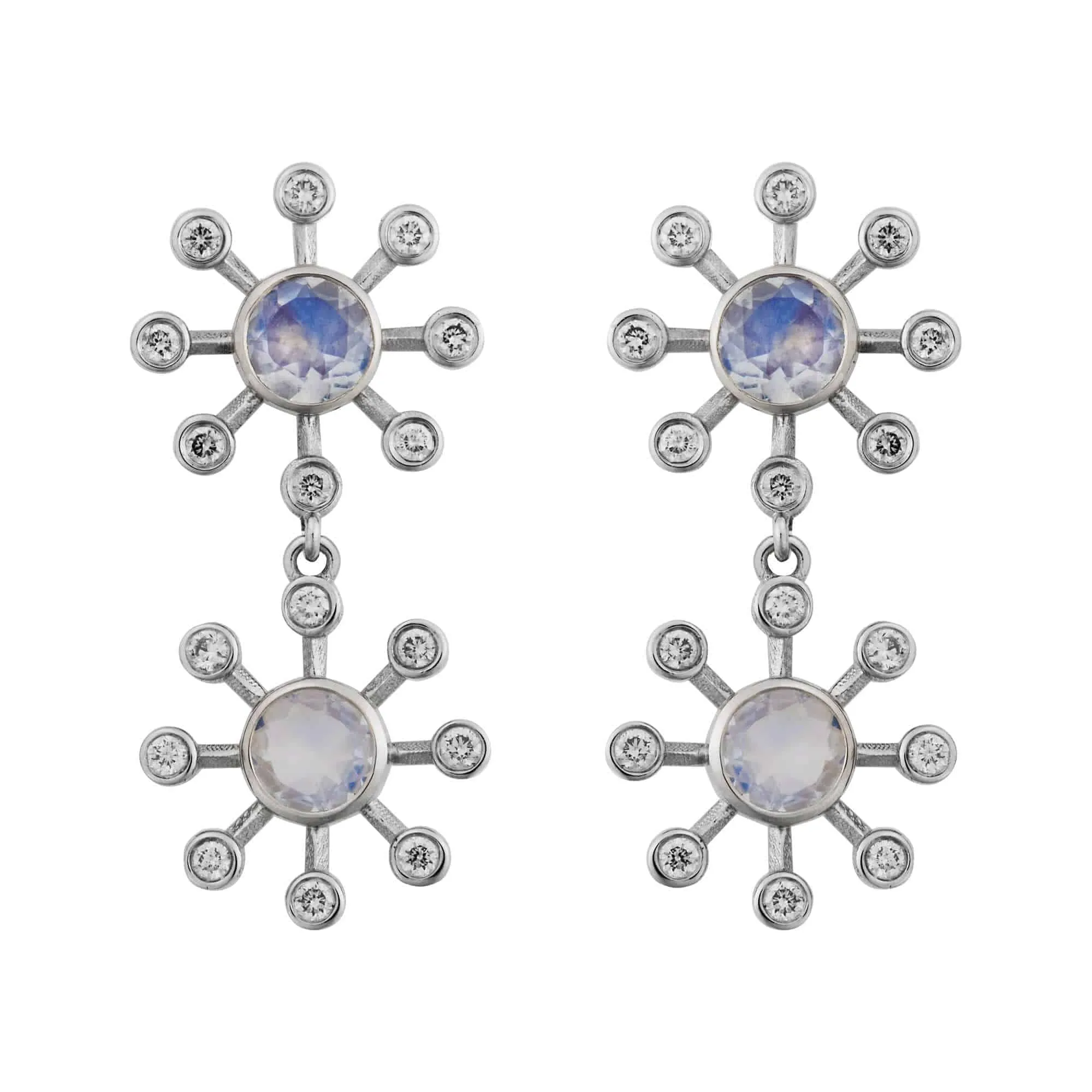 Moonstone Blossom Dangling Earrings
