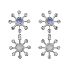 Moonstone Blossom Dangling Earrings