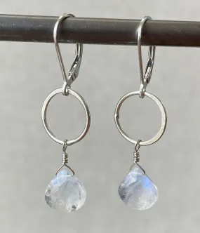 Moonstone Circle Earrings