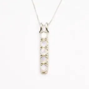 Moonstone Silver Necklace - Natural Moonstone Pendant - Vertical Moonstone Necklace