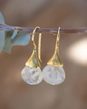 Moonstone Tear Drop Earrings ~ Gold Plated ~ ME225