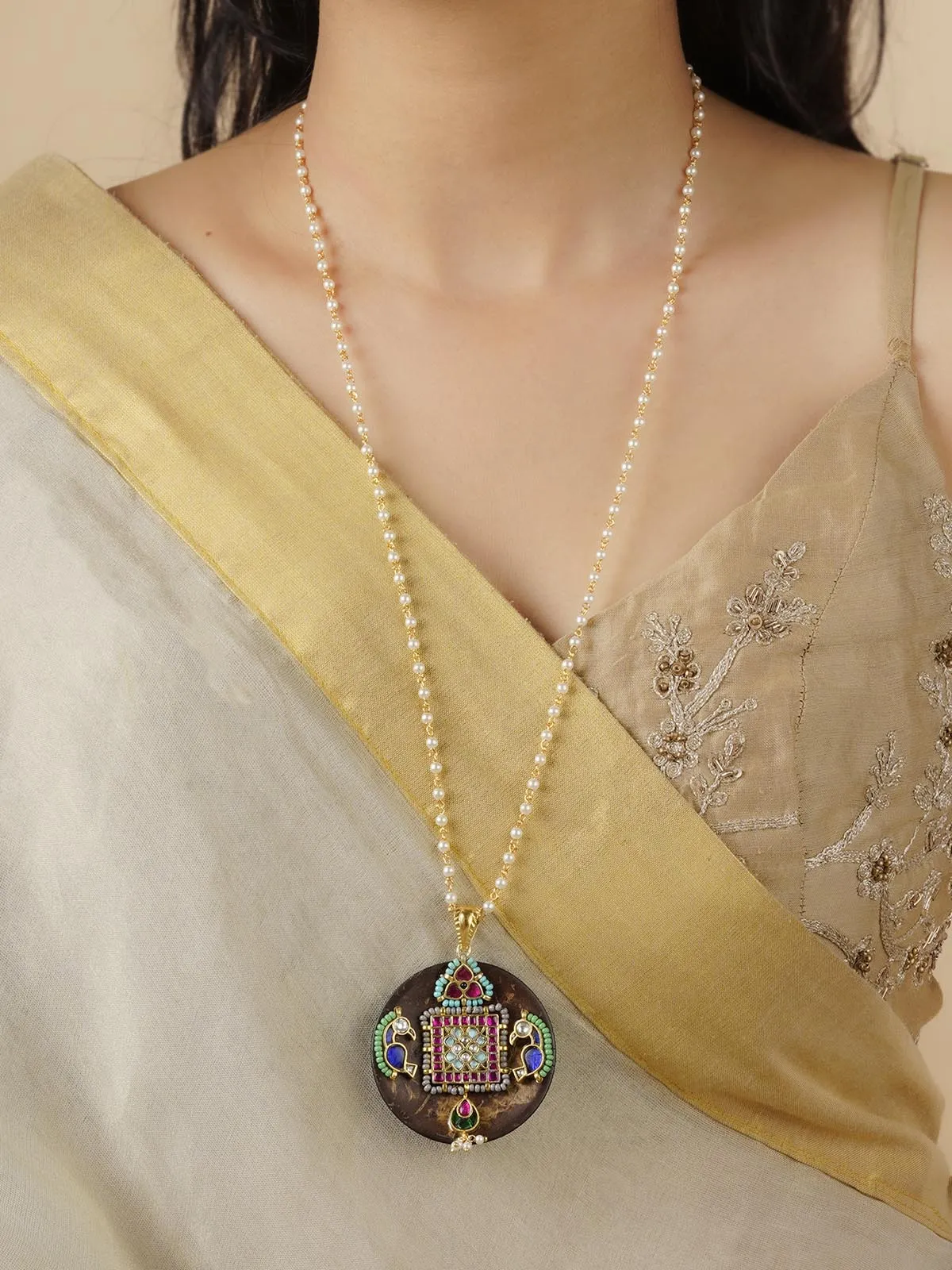 Multicolor Gold Plated Mishr Necklace - MR-N42M