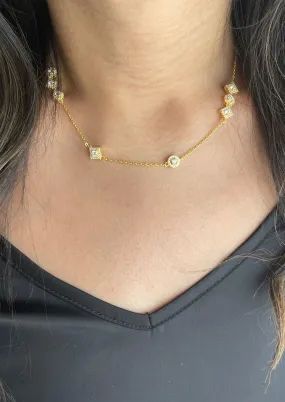 Multiple Square Zircon Stones Necklace - Felizmoda