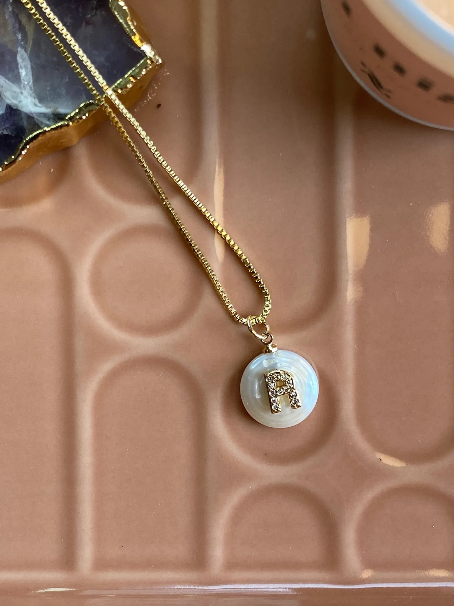 Mykonos Pearl Initial Necklace | R