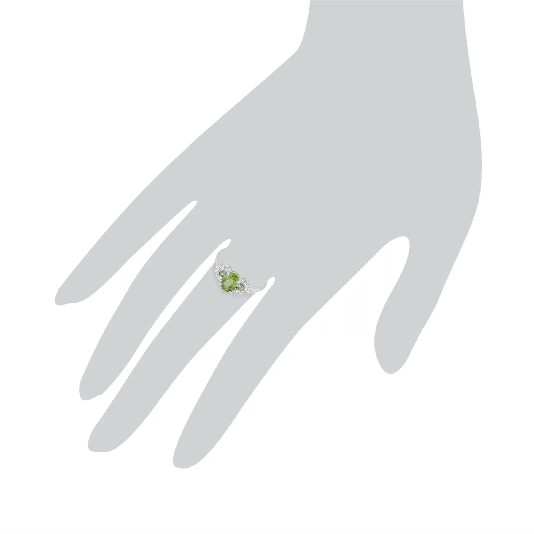 Natürlicher Peridot & Diamant Ring in 9ct Weiß Gold