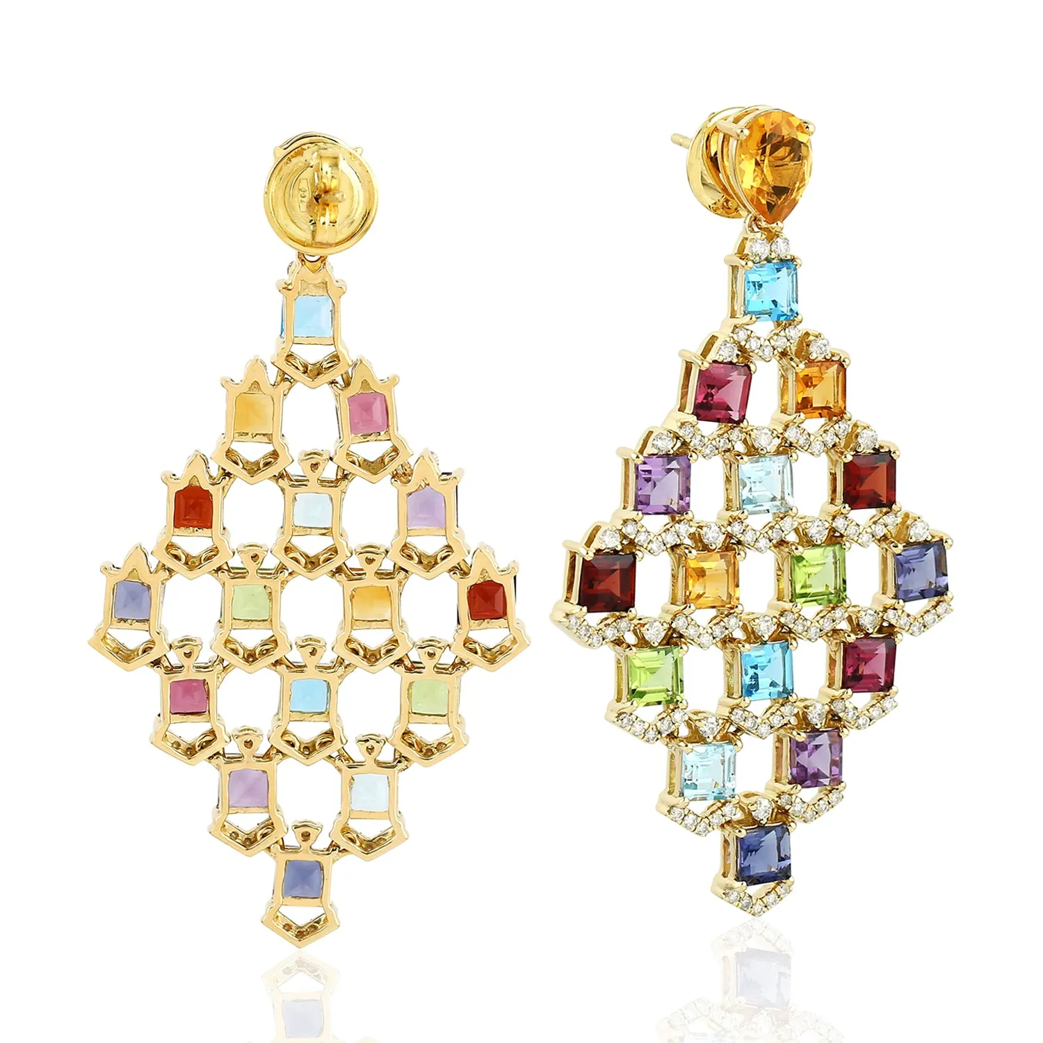 Natural Amethyst Dangle Earrings 18k Yellow Gold Jewelry February Birthstone Jewelry
