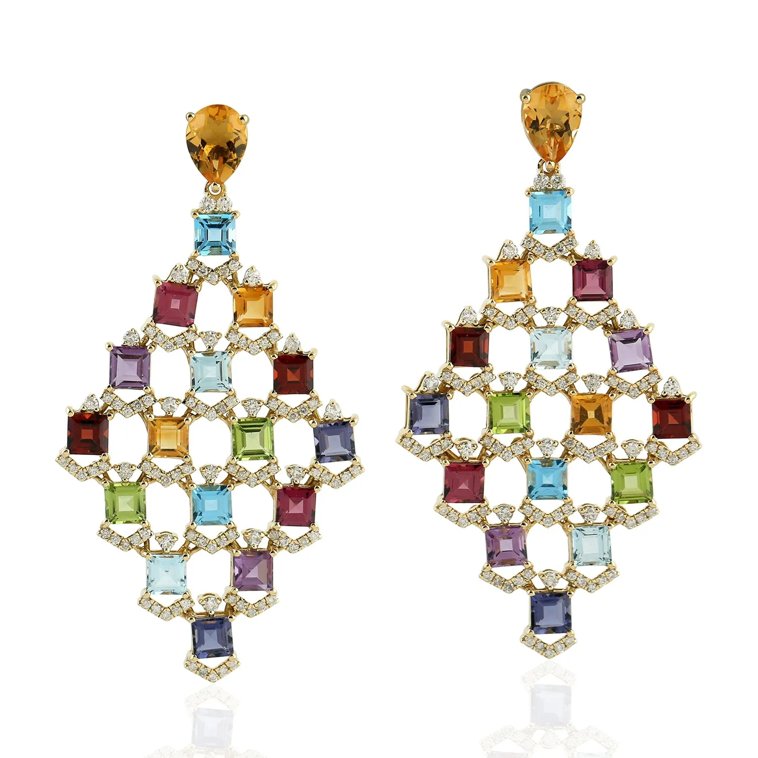 Natural Amethyst Dangle Earrings 18k Yellow Gold Jewelry February Birthstone Jewelry