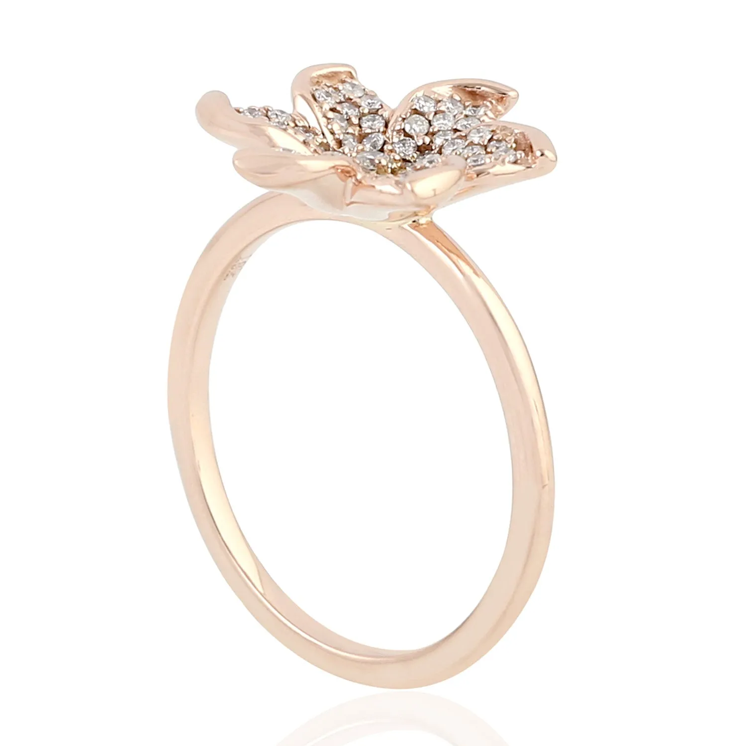 Natural Diamond Daisy Flower Ring In 18K Rose Gold Jewelry Gift