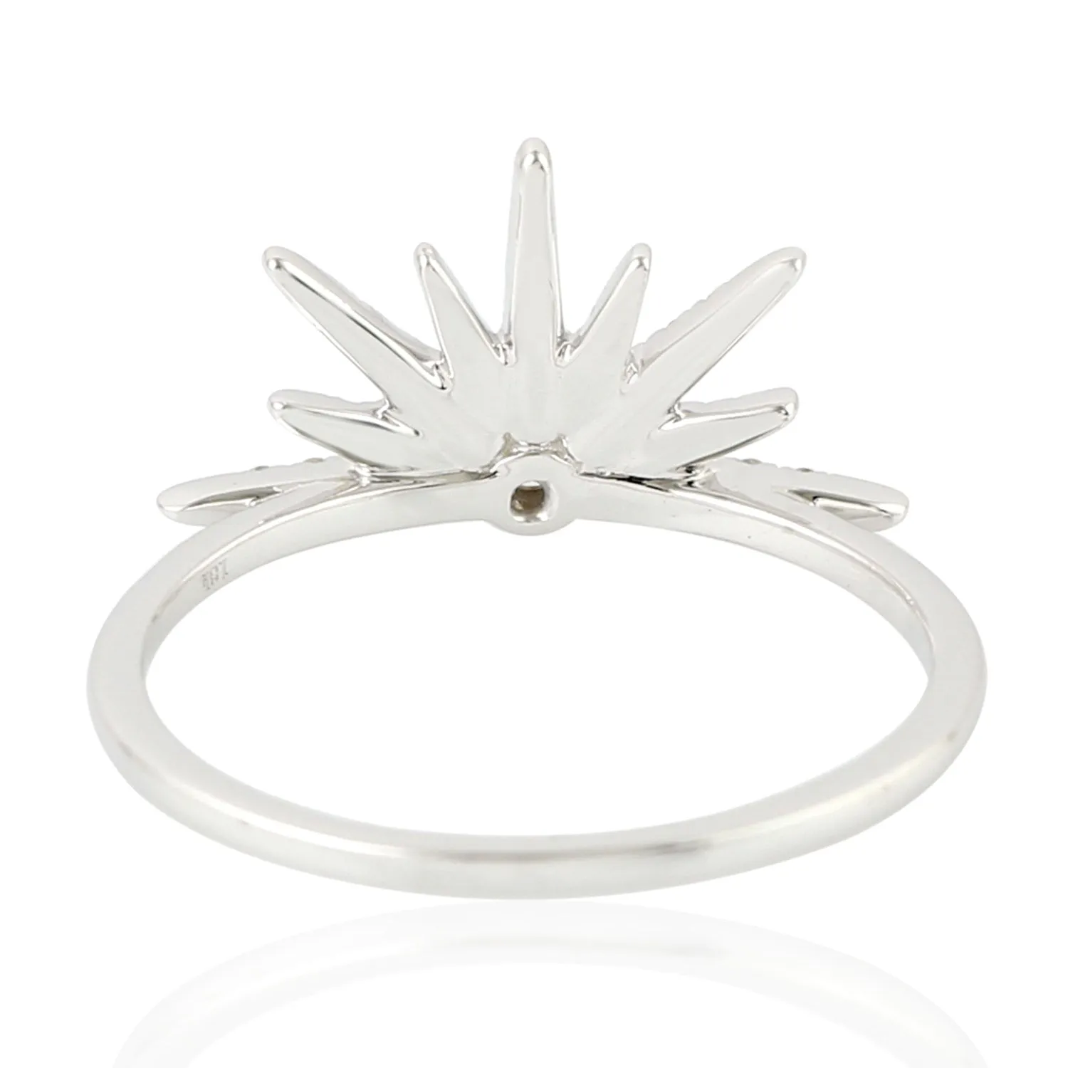 Natural Diamond Sun Burst Cocktail Ring 18K White Gold Jewelry Gift