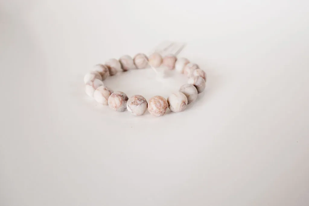 Natural Stone Beaded Bracelet - Red Picasso