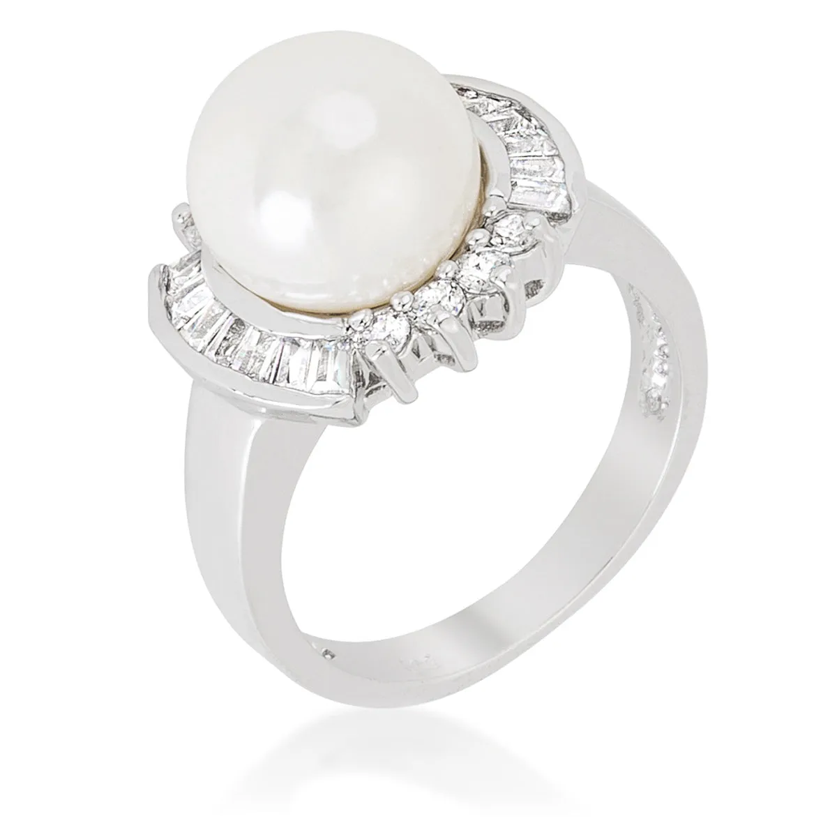 Nelly Pearl Baguette CZ Ring | .8ct