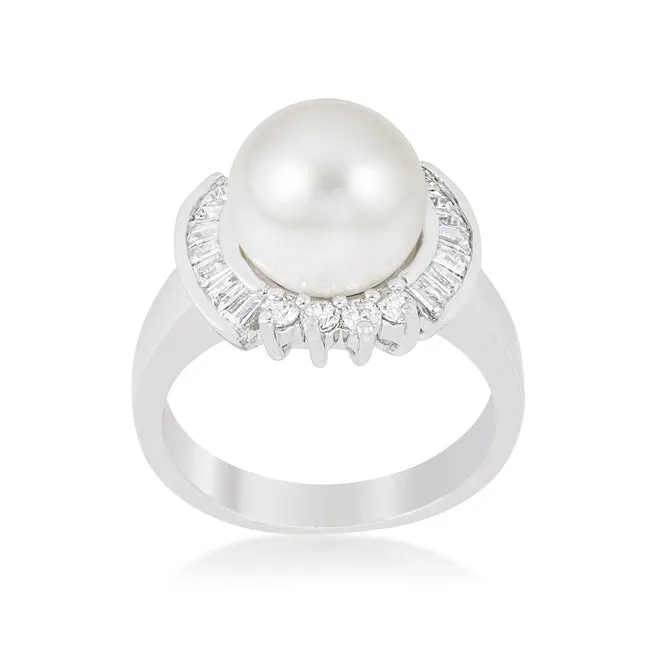 Nelly Pearl Baguette CZ Ring | .8ct