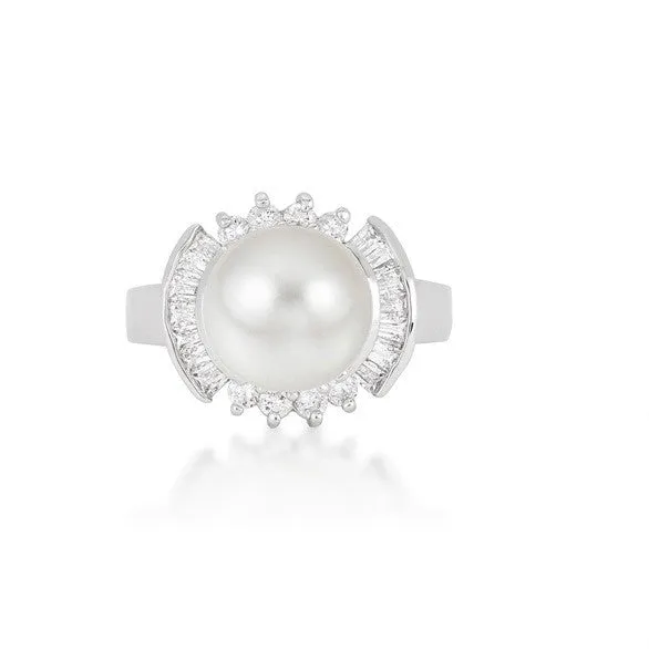 Nelly Pearl Baguette CZ Ring | .8ct