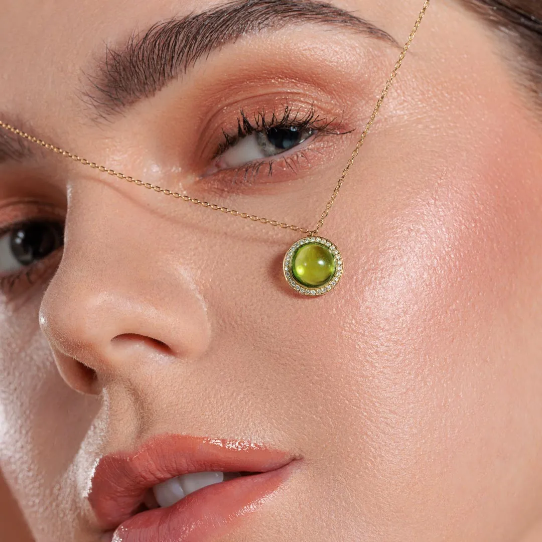 Noor Yellow Gold Diamond Peridot Necklace