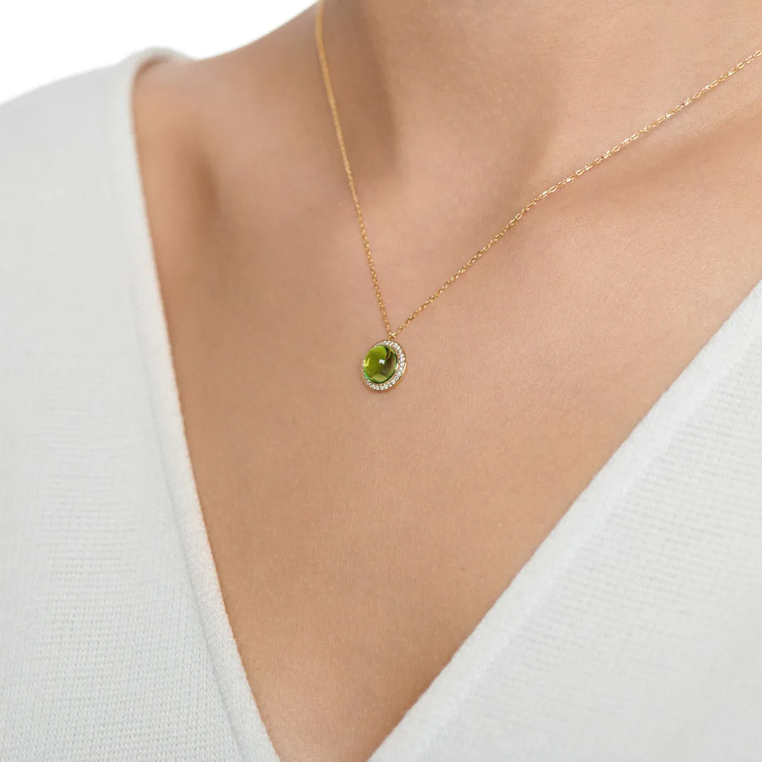 Noor Yellow Gold Diamond Peridot Necklace