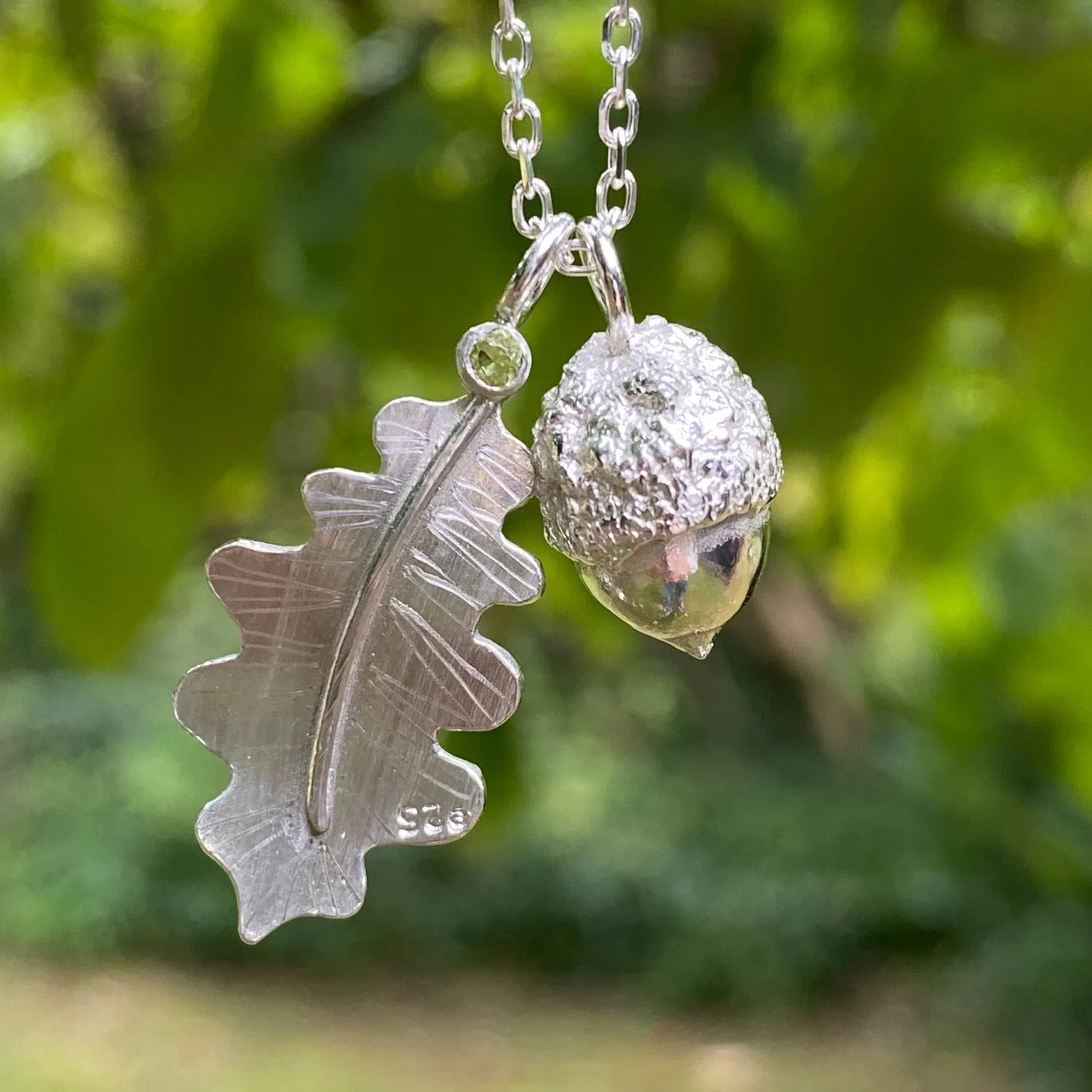 Oak Leaf and Acorn Silver Nature Necklace