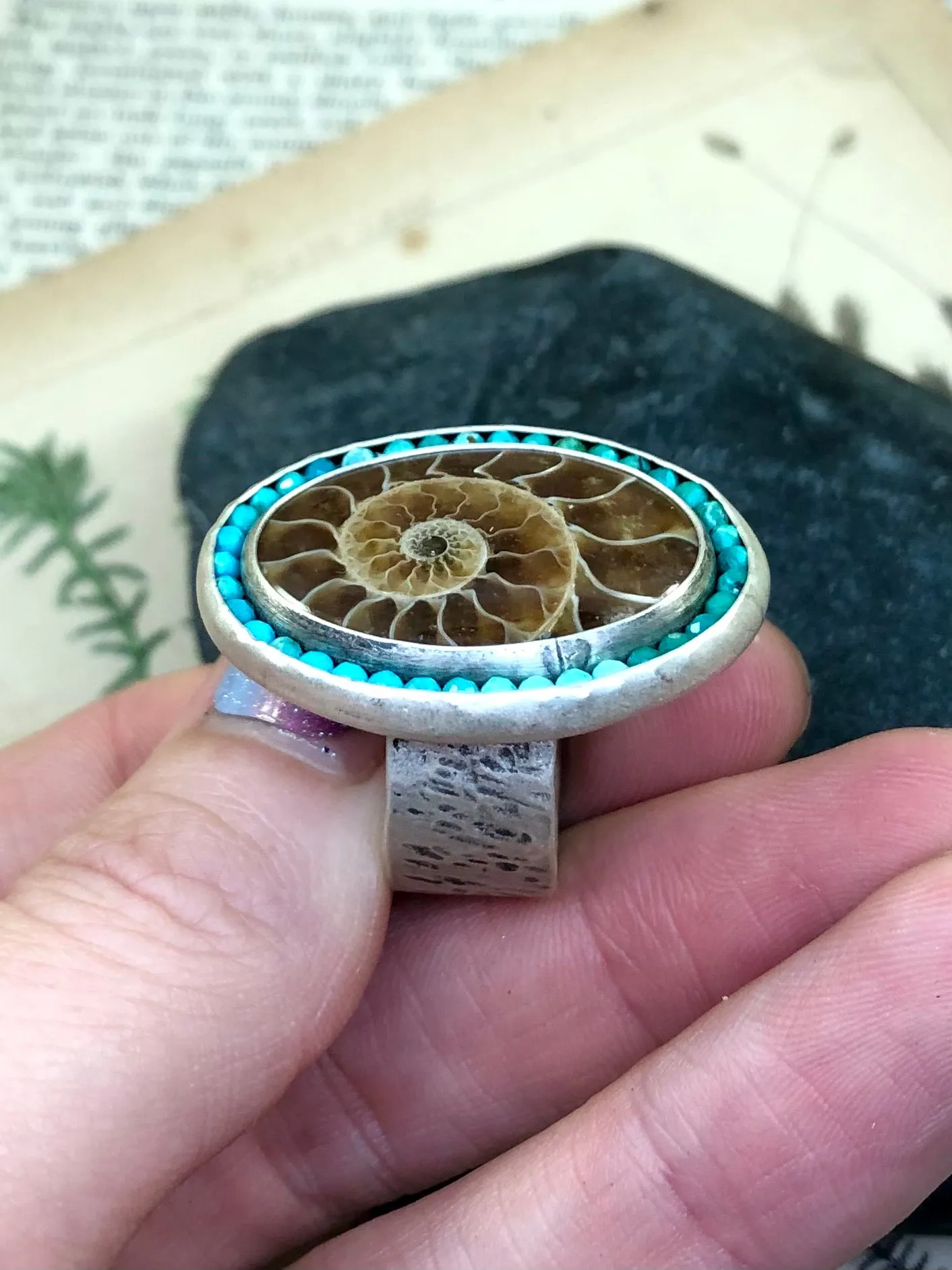 Ocean Fossil Aurora Ring