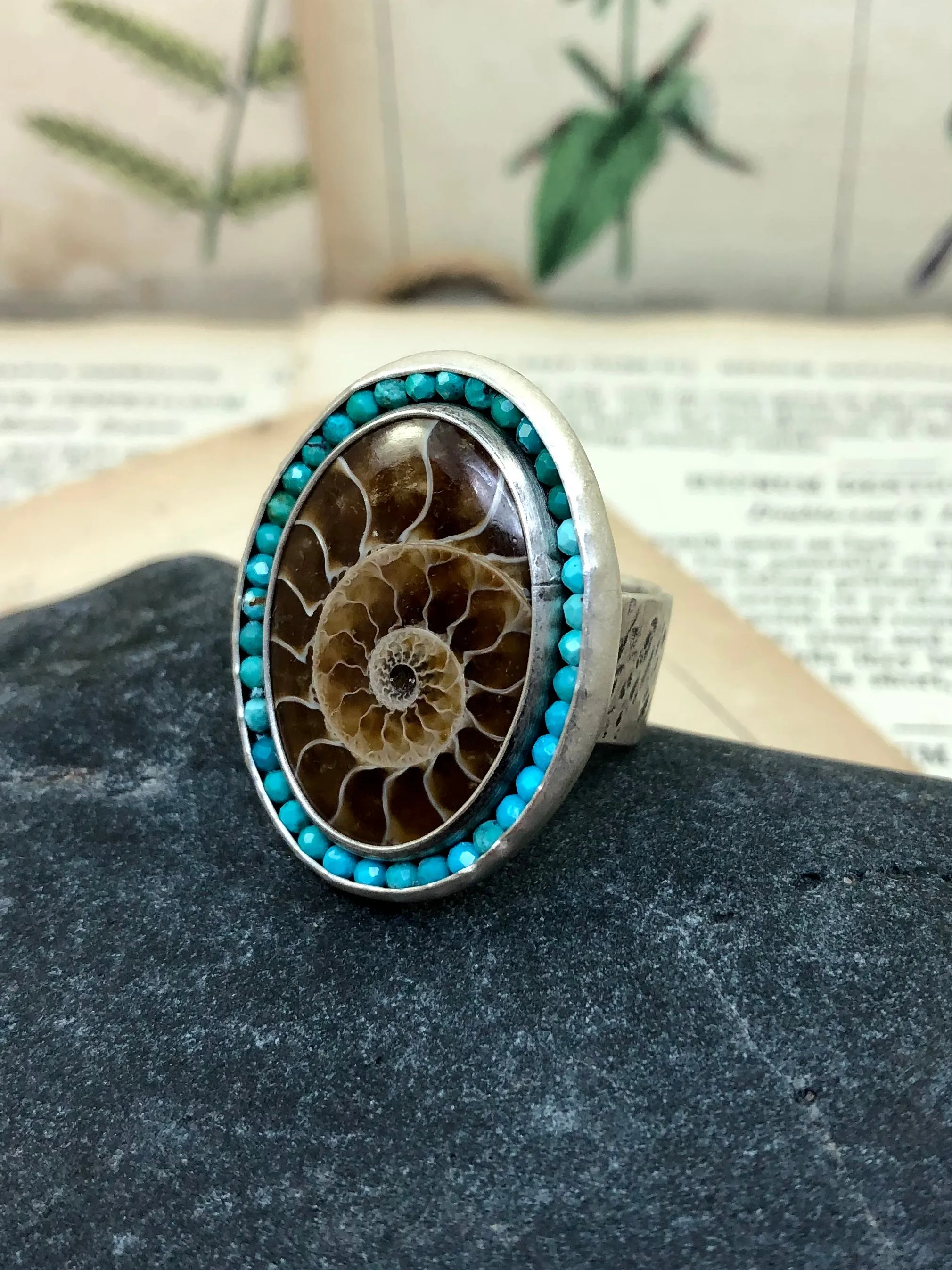 Ocean Fossil Aurora Ring