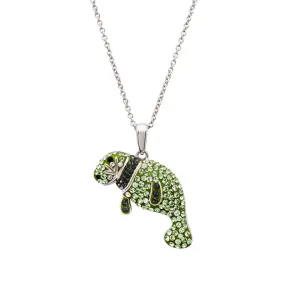 Ocean Sterling Silver Peridot Manatee Crystal Necklace