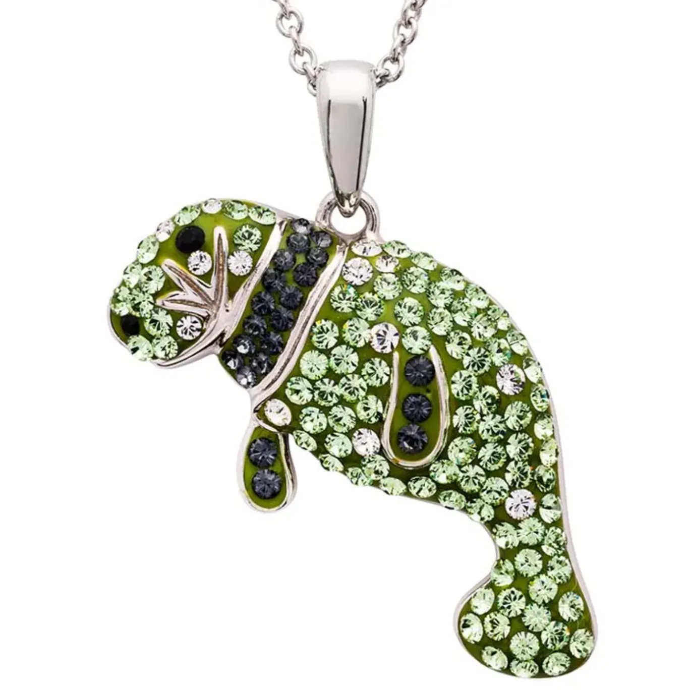 Ocean Sterling Silver Peridot Manatee Crystal Necklace