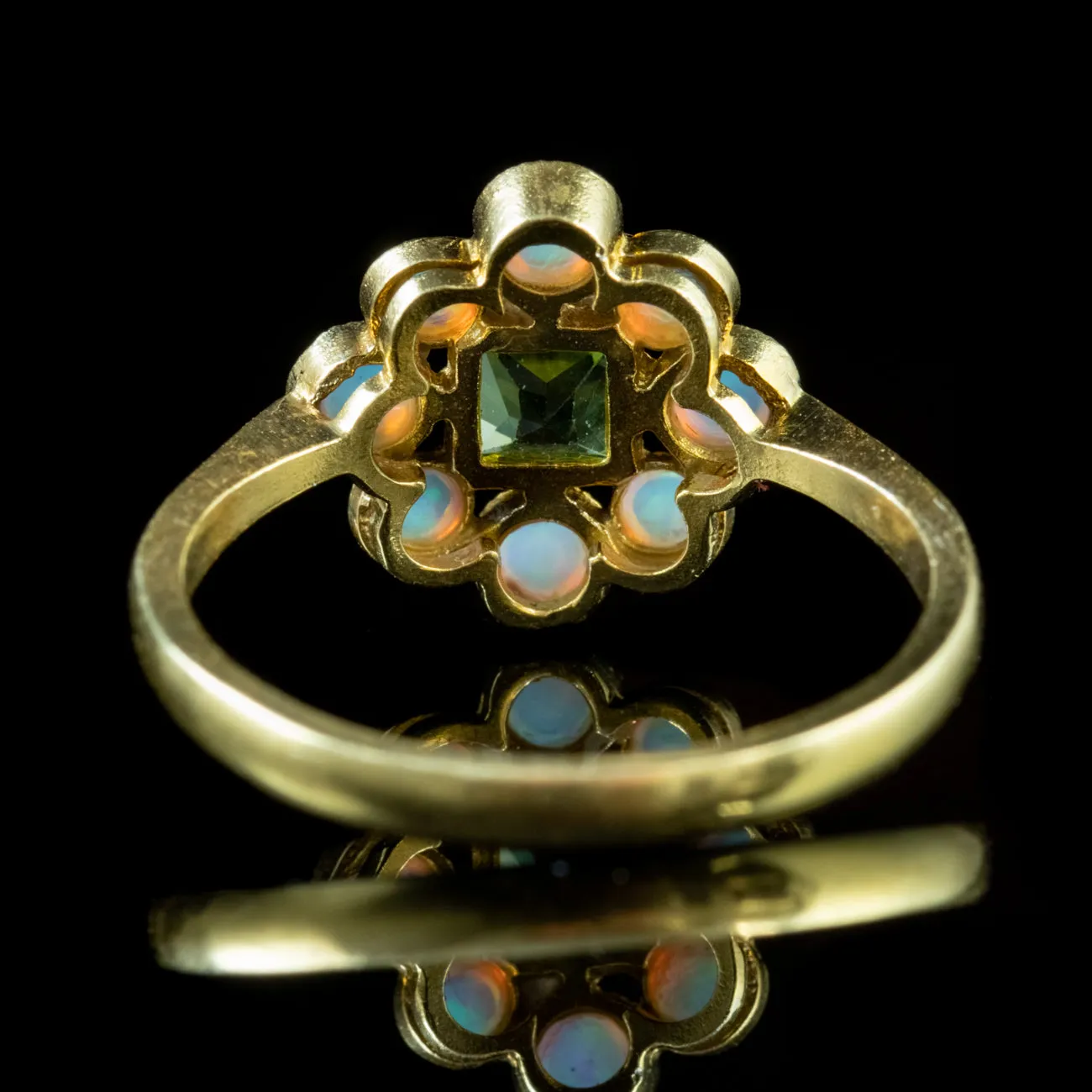 Opal Peridot Ring 18Ct Gold On Silver