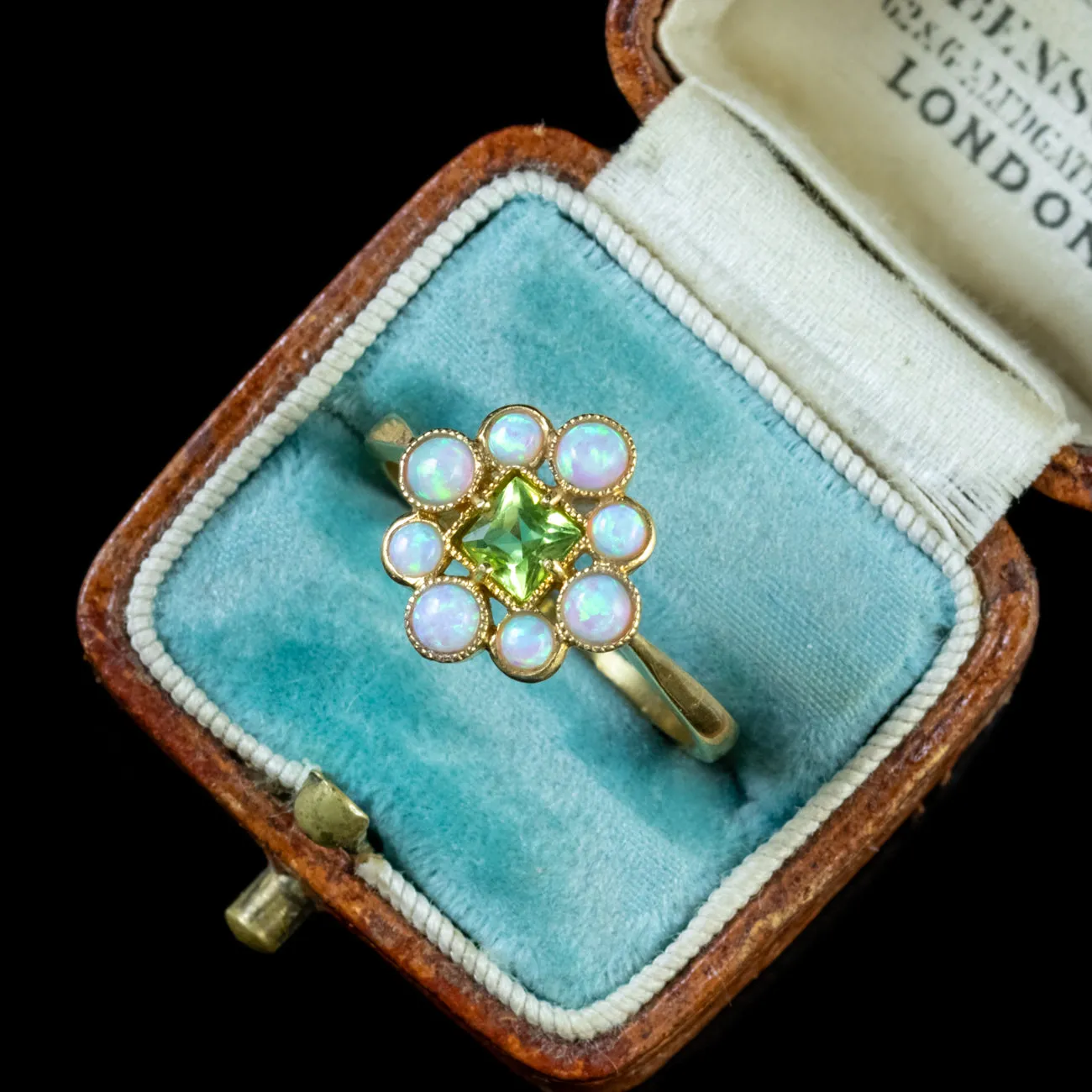 Opal Peridot Ring 18Ct Gold On Silver