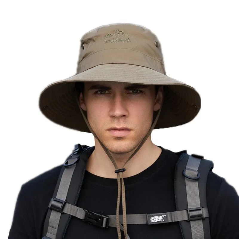 Outdoor Hat with Secure Strap and Brim Snaps