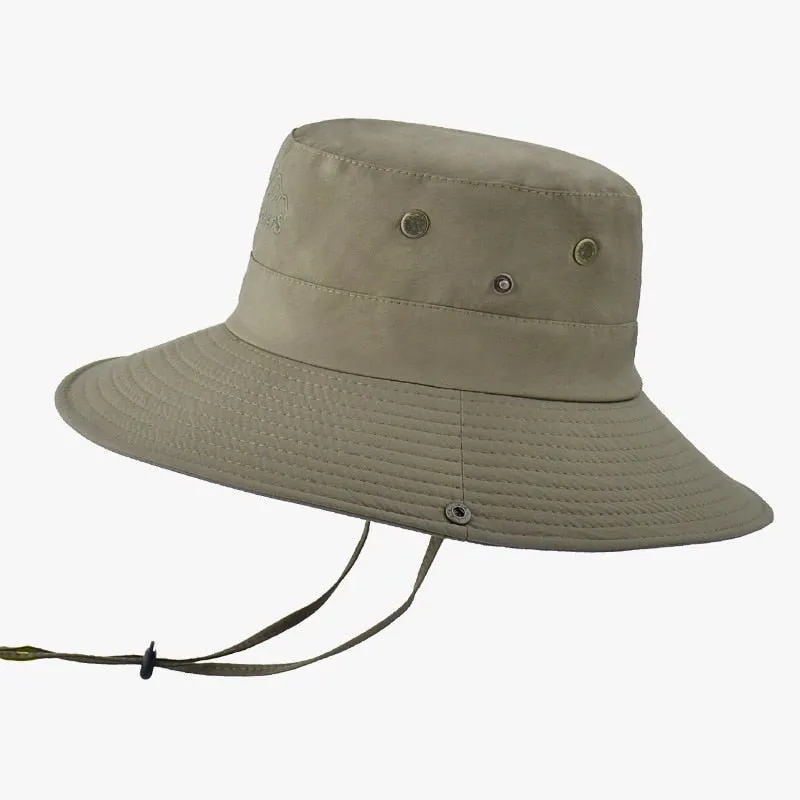 Outdoor Hat with Secure Strap and Brim Snaps