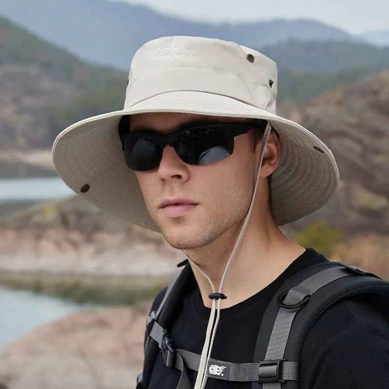 Outdoor Hat with Secure Strap and Brim Snaps