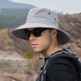 Outdoor Hat with Secure Strap and Brim Snaps