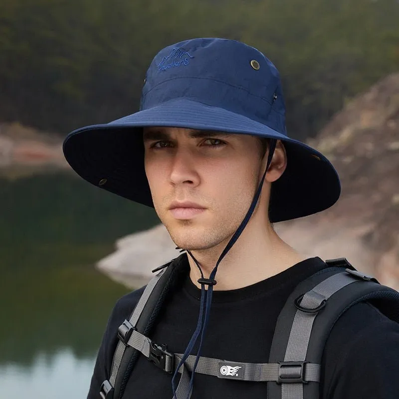 Outdoor Hat with Secure Strap and Brim Snaps