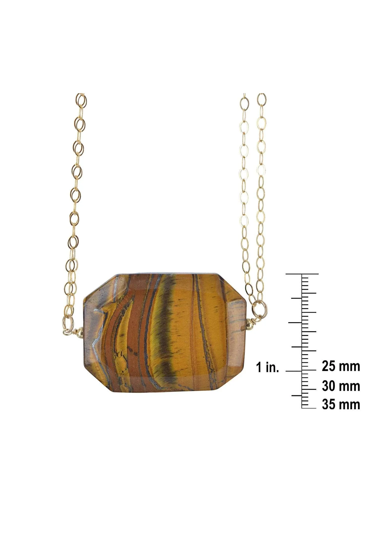 Oval Tigers Eye Brown Gemstone Gold Necklace
