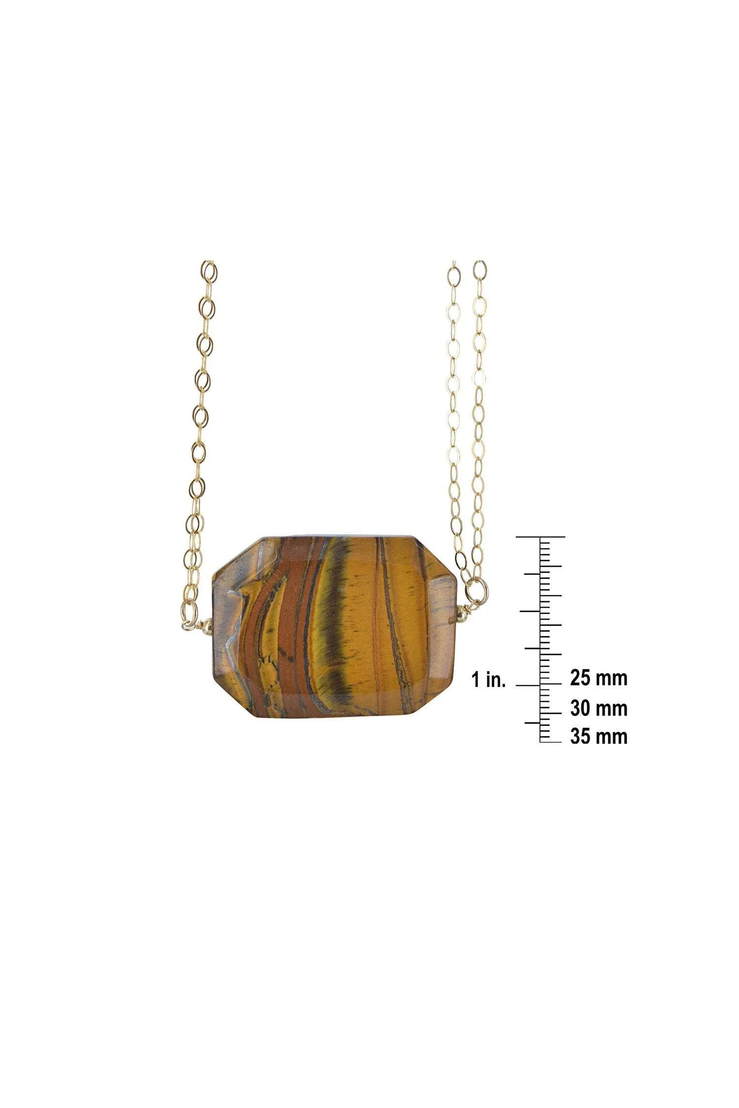 Oval Tigers Eye Brown Gemstone Gold Necklace