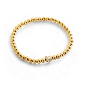 Pave Heart Beaded Bracelet