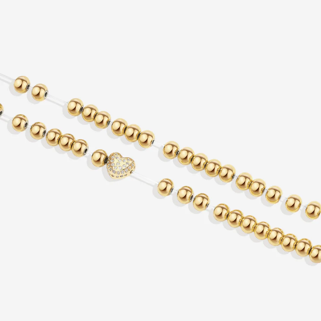Pave Heart Beaded Bracelet