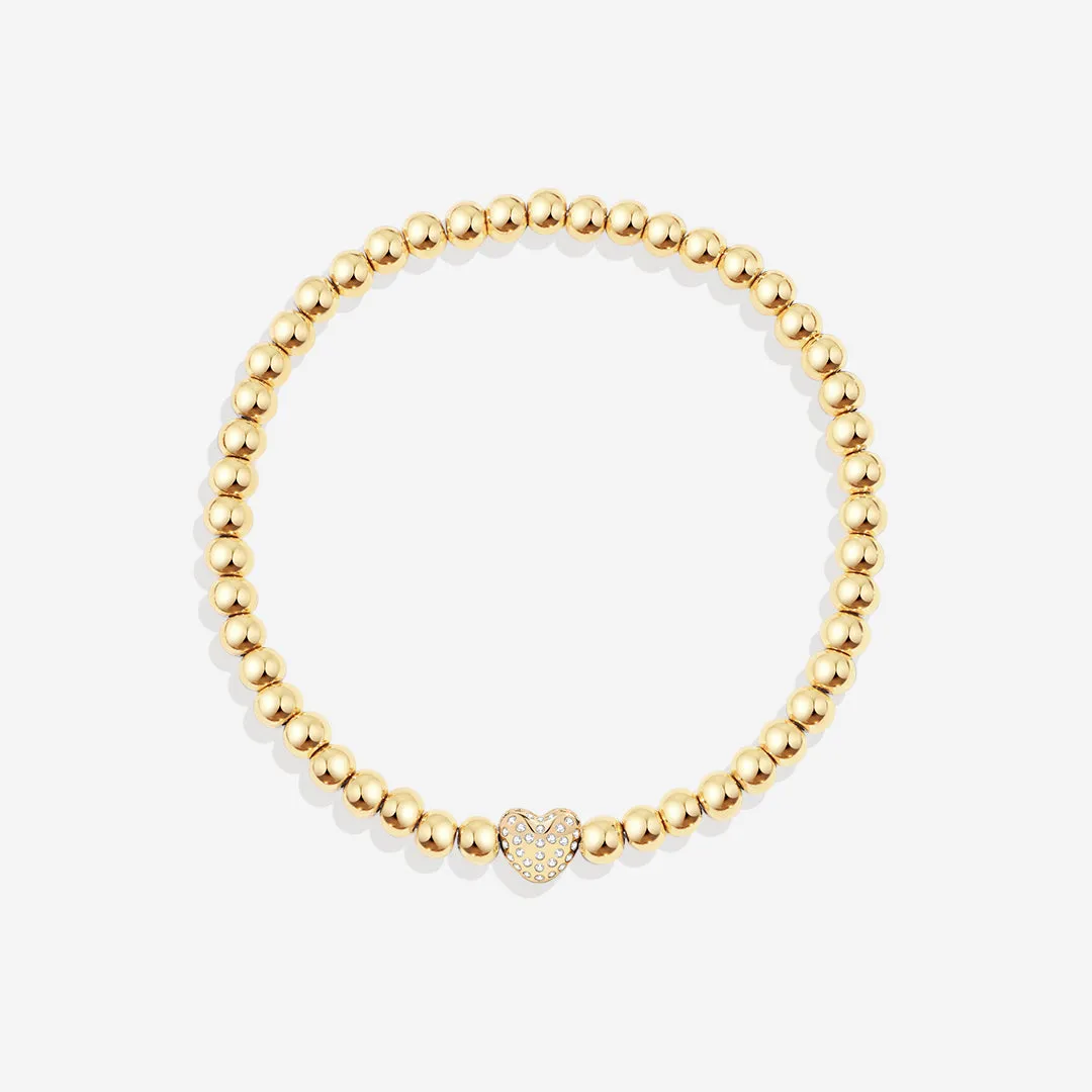 Pave Heart Beaded Bracelet